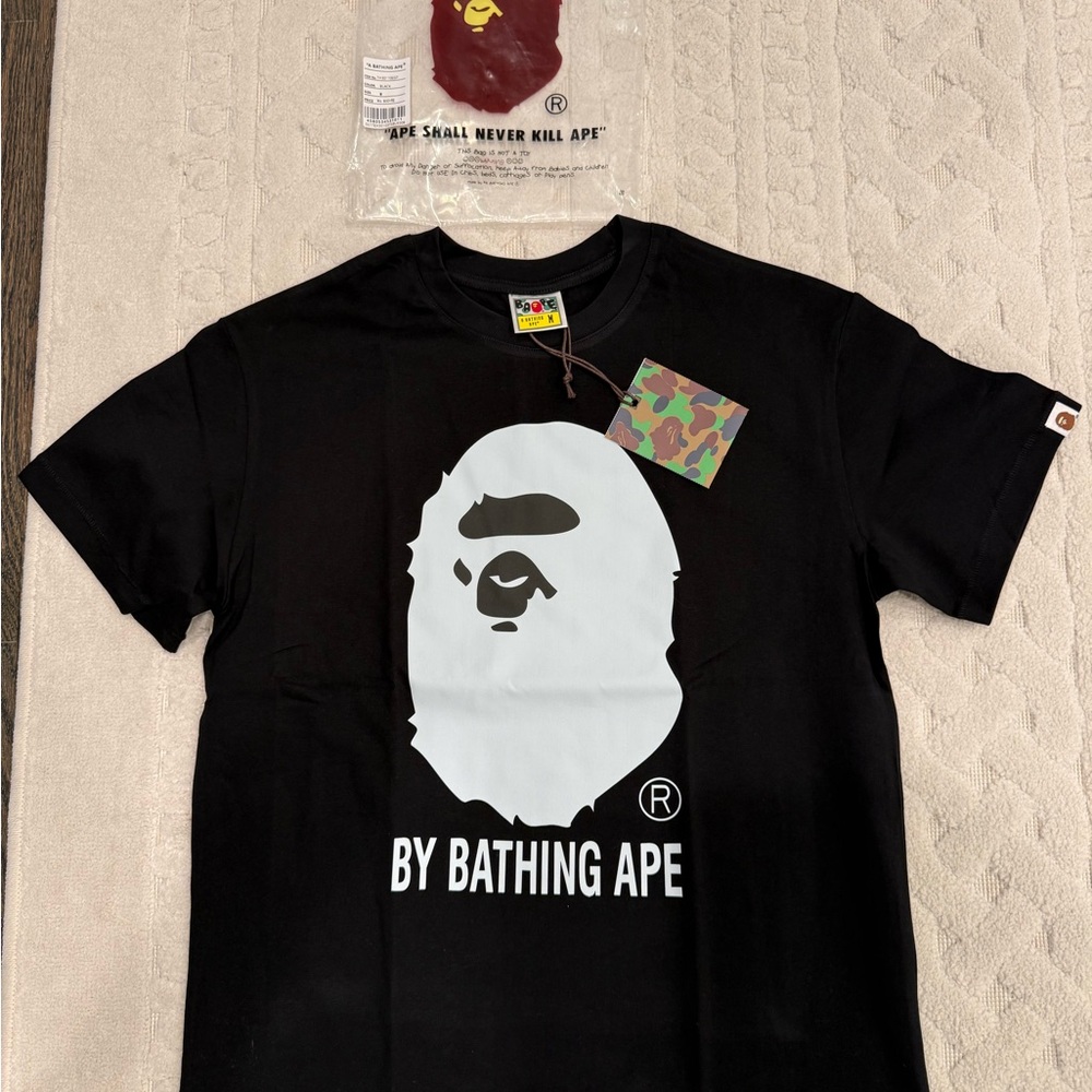 Bape Black Tee with White Ape Graphic